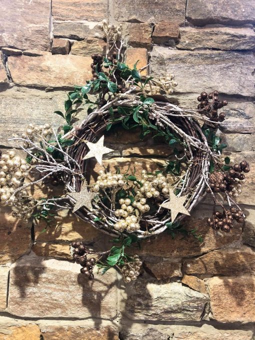 Gold and Copper Winter Berry Christmas Wreath