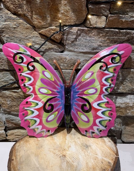 Large Metal Butterfly Bright Pink