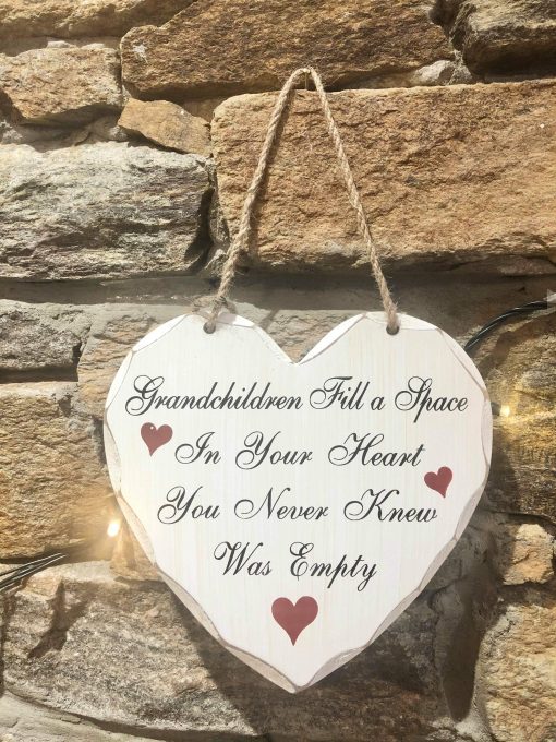 Grandchildren Wooden Heart Plaque