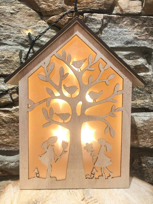 LED Wooden Cut Out Easter House