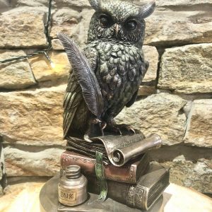 Large Wise Owl On Books Bronze OrnamentA