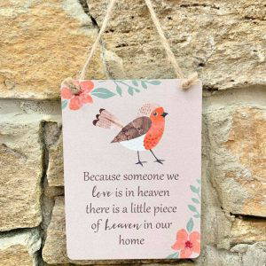 Little Wooden Robin Plaque - Heaven In Our Home