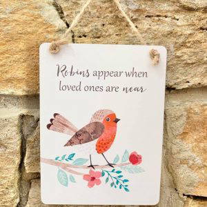 Little Wooden Robin Plaque - Robins Appear