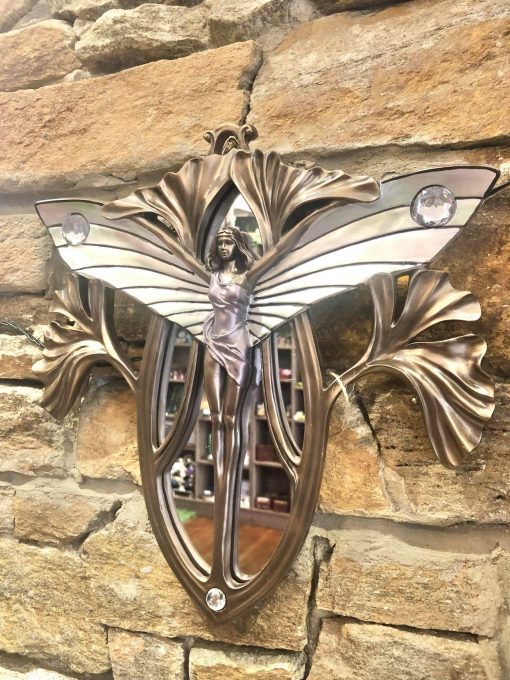 Art Deco Bronze Fairy Wall Mirror - Image 2