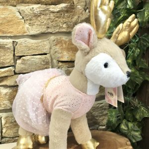 Pink And Gold Ballerina Reindeer Plush