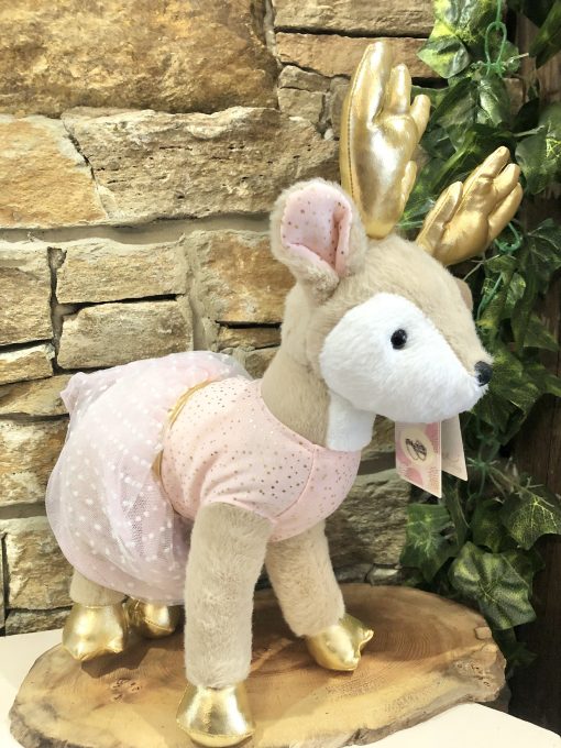 Pink And Gold Ballerina Reindeer Plush