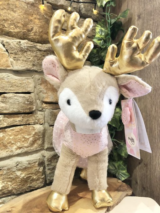 Pink And Gold Ballerina Reindeer Plush - Image 2