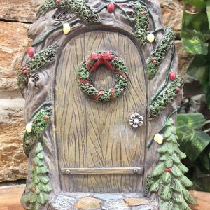 Large Christmas Fairy Door with Wreath