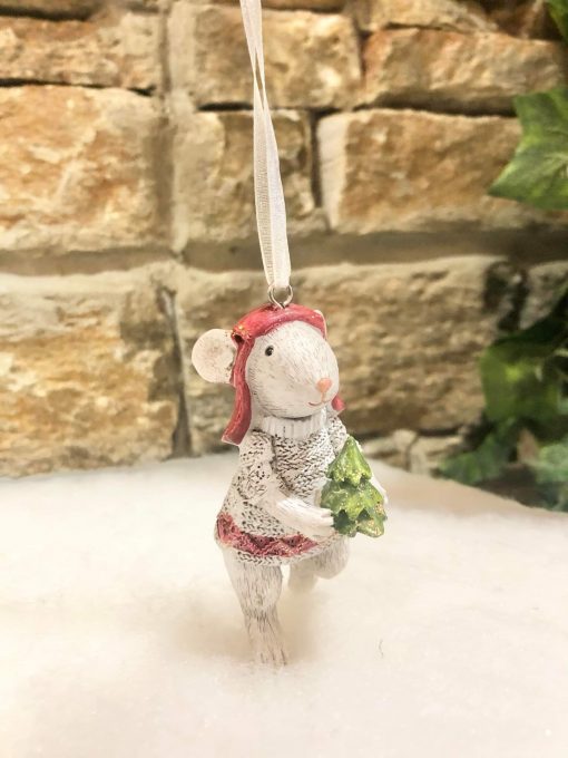 Festive Mouse Bauble With Tree