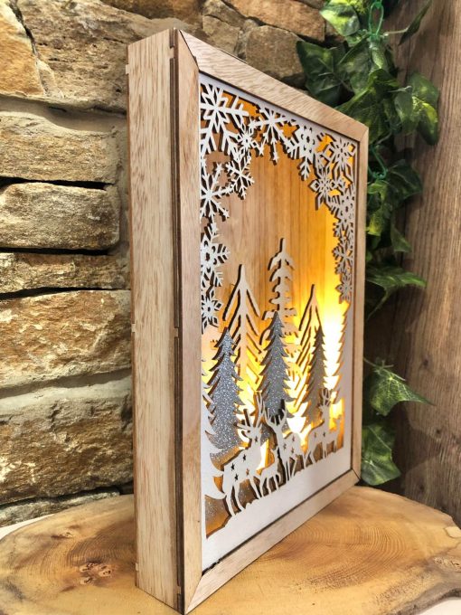 Deer Cut Out Diorama Light Up Wooden Frame - Image 2