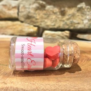 Miniature Glass Bottle Red Heart Shaped Scented Erasers