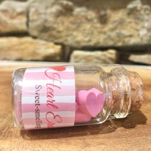 Miniature Glass Bottle Pink Heart Shaped Scented Erasers
