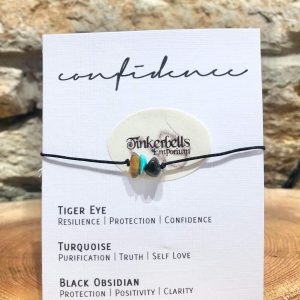 Confidence Crystal String Bracelet with tiger eye, turquoise and obsidian