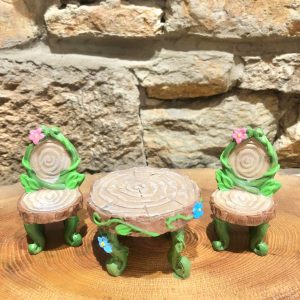 Dining Set Wood And Vine Effect Table And Two Chairs