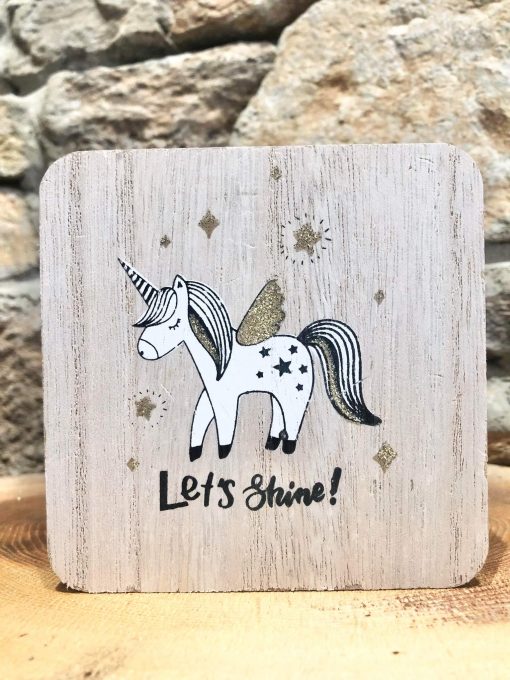Let’s Shine Unicorn Wooden Block