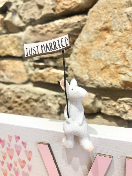 Just Married Love Wooden Plaque with Mouse - Image 2
