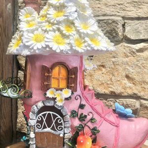 Pink Daisy Boot House Fairy Home Large