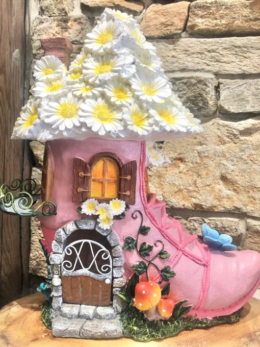 Pink Daisy Boot House Fairy Home Large