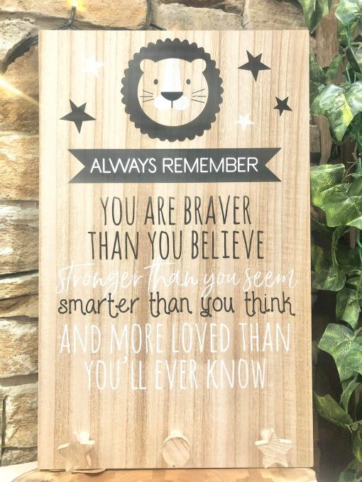 Braver Stronger Smarter Lion Coat Hook Plaque Large