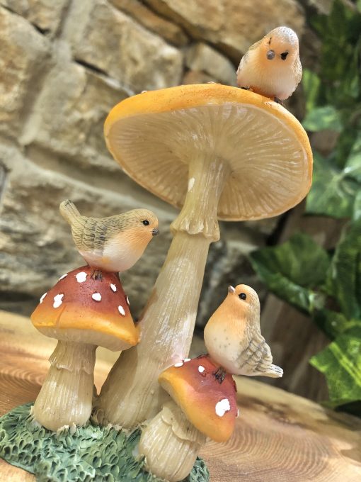 Triple Robins on Mushroom Ornament - Image 2