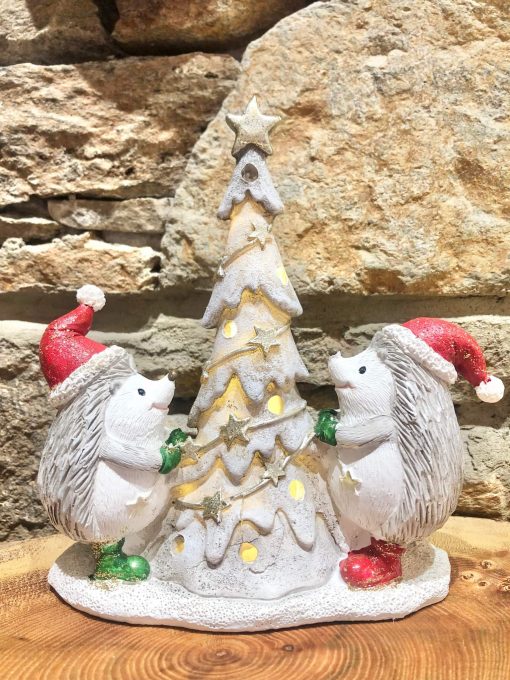 Hedgehog Couple LED Light Up Christmas Tree Ornament - Image 2