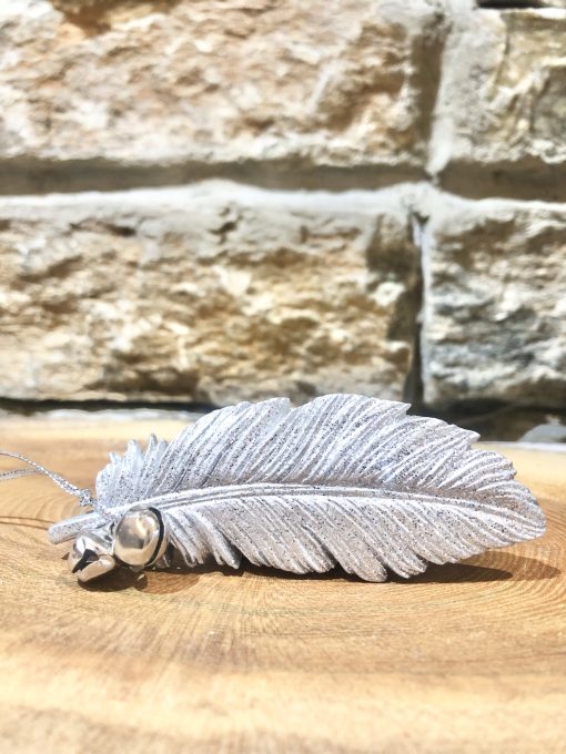 Silver Glitter Angel Feather Hanger