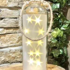 Giant Stars Glass Bottle Lantern Large - Clear White