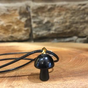 Crystal Mushroom Necklace Obsidian