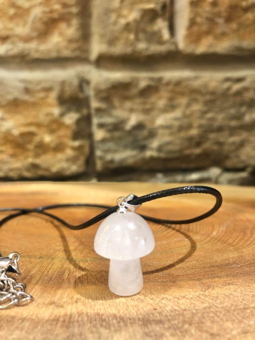 Crystal Mushroom Necklace Clear Quartz