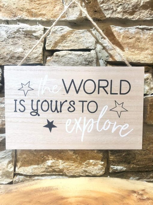 Childrens Wooden Plaque Explore The World
