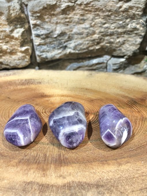 Chevron Amethyst Crystal Tumble Stone 4cm