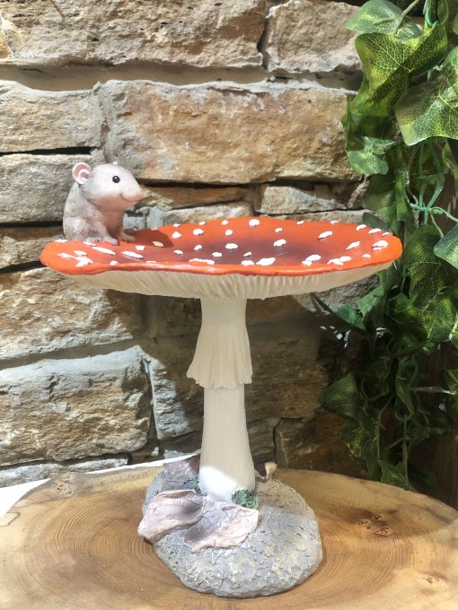 Field Mouse Toadstool Bird Bath
