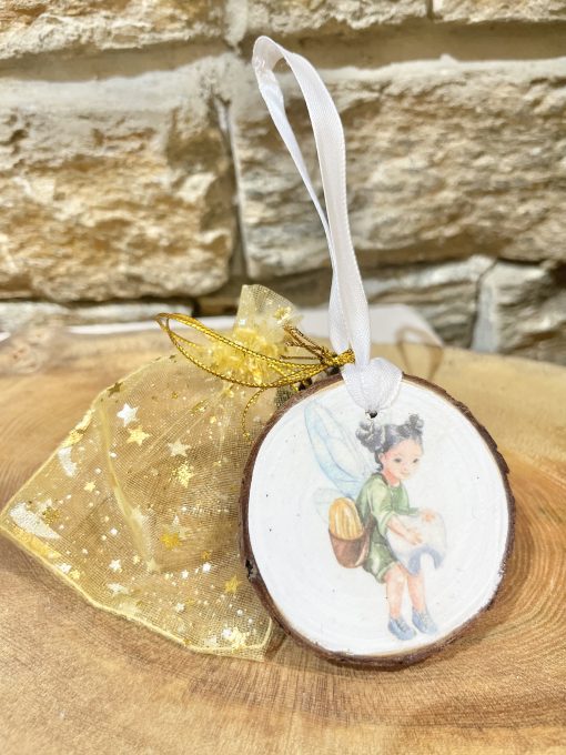 Log Slice Tooth Fairy Door Hanger & Bag
