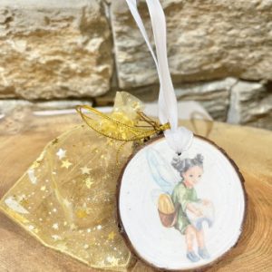 Log Slice Tooth Fairy Door Hanger & Bag