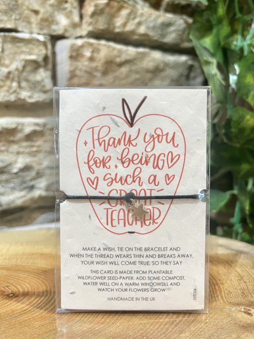 Plantable Thank You Teacher Wish String Bracelet