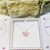 Metallic Rainbow Pink Butterfly Necklace