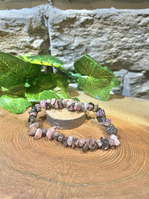 Crystal Chip Bracelet - Rhodonite