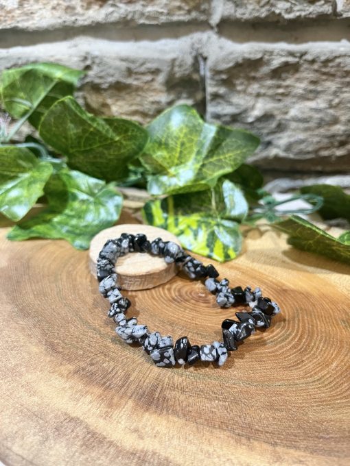 Crystal Chip Bracelet - Snowflake Obsidian