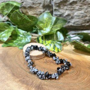 Crystal Chip Bracelet - Snowflake Obsidian