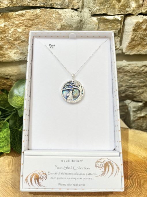 Paua Shell Moon Gazing Hare Necklace
