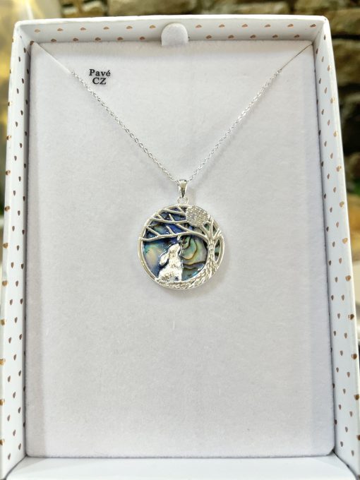 Paua Shell Moon Gazing Hare Necklace - Image 2