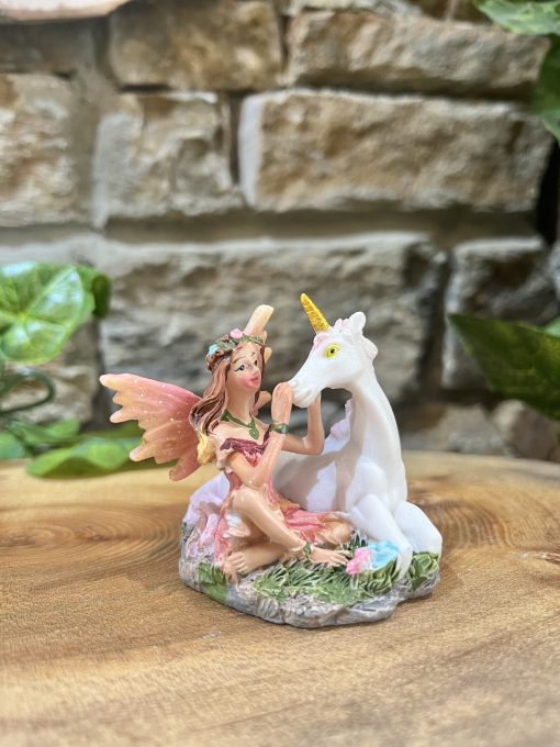 Sitting Fairy With Unicorn Figurine Ornament