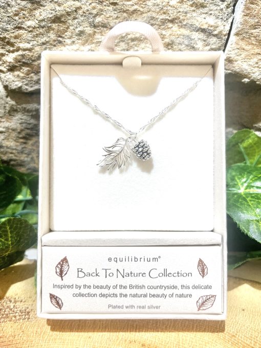 Back to Nature Pinecone & Feather Necklace