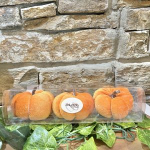Set of 3 Velvet Pumpkin Decorations