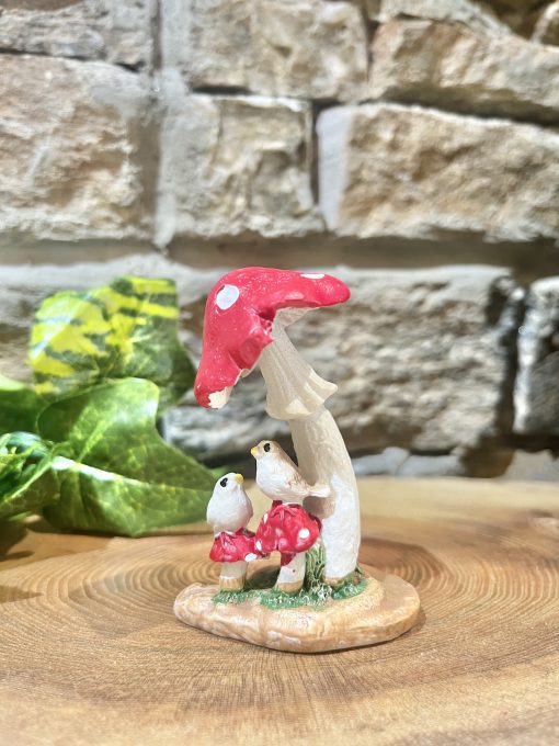 Miniature Toadstool With Birds Ornament