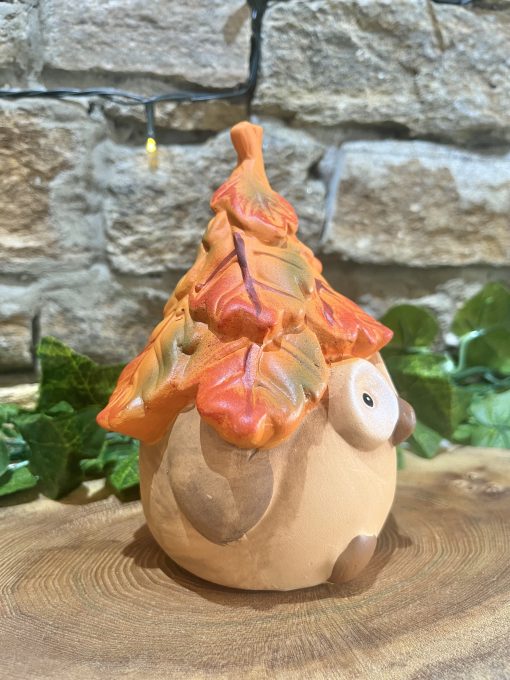 Autumn Owl With Leaf Hat Ornament - Image 2