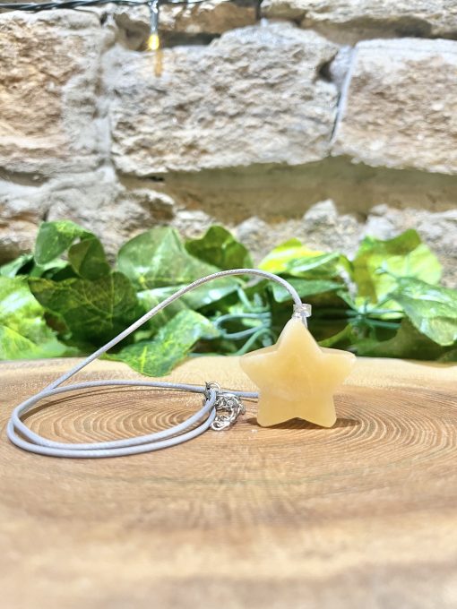 Yellow Calcite Crystal Puff Star Necklace - Image 2