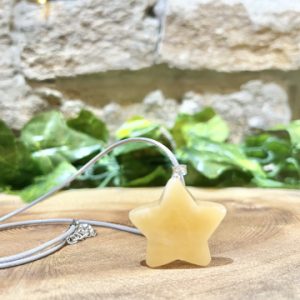 Yellow Calcite Crystal Puff Star Necklace