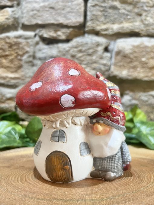 Toadstool House with Santa Ornament