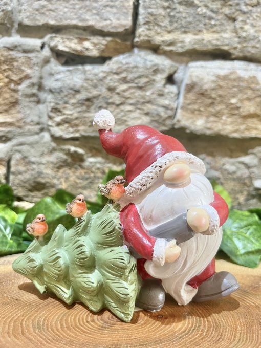 Santa With Robin Trio on Tree Ornament